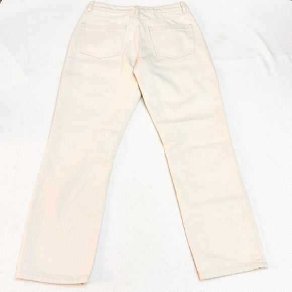 Reiss Lakely Straight Leg Cropped Denim Jeans Cream Size 28 - Picture 3 of 8